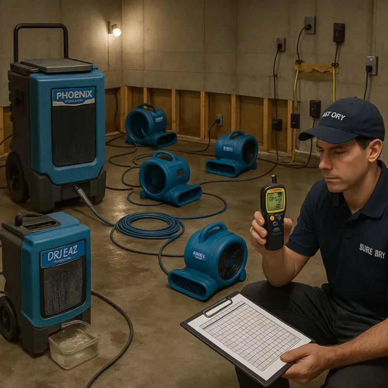 Structural Drying and Dehumidification process in Central Waterford, CT